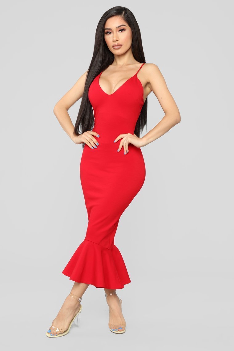 Playing The Game High Low Midi Dress - Red - jameswhite001