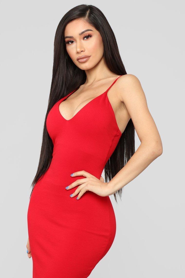 Playing The Game High Low Midi Dress - Red - jameswhite001