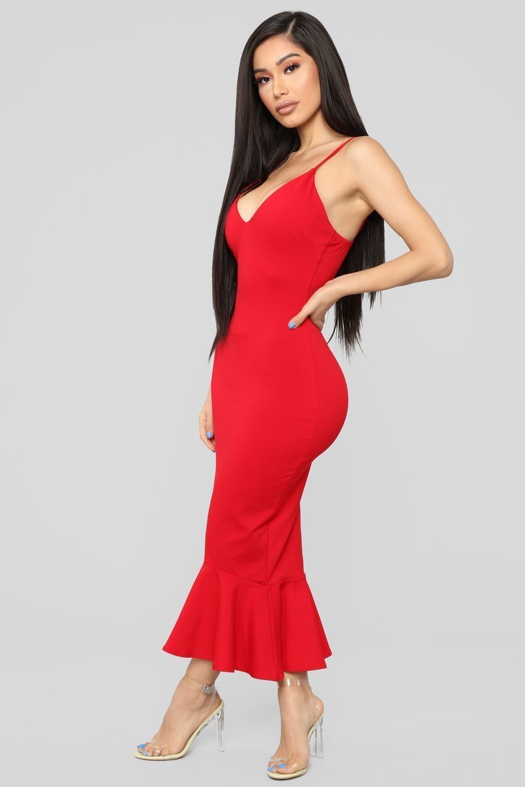 Playing The Game High Low Midi Dress - Red - jameswhite001