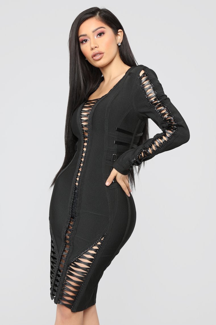 Pleasure Principle Bandage Dress - Black - jameswhite001