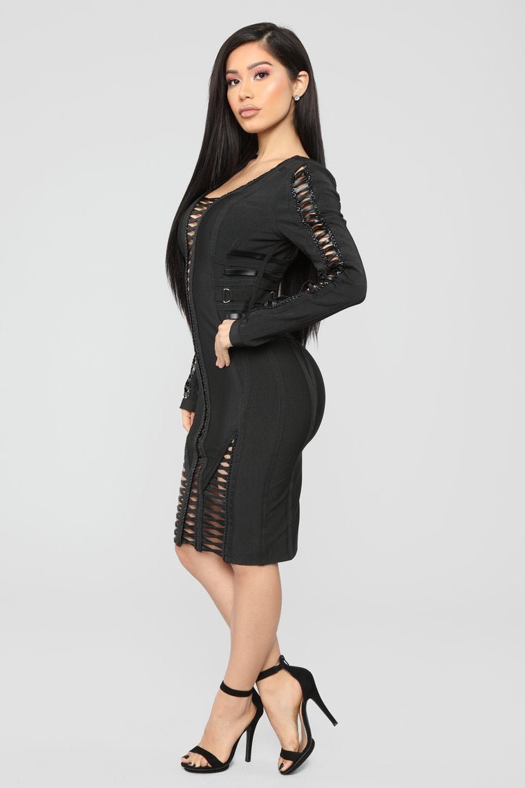 Pleasure Principle Bandage Dress - Black - jameswhite001