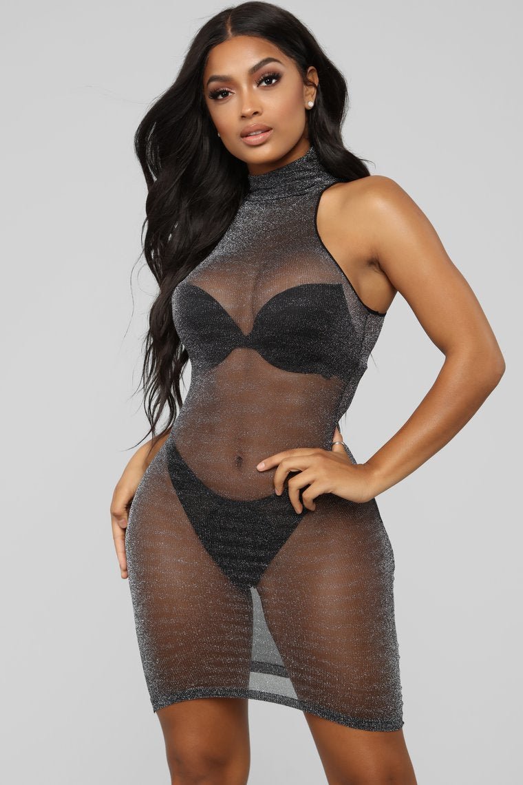 Polish And Shine Lingerie Dress - Black/Silver - jameswhite001