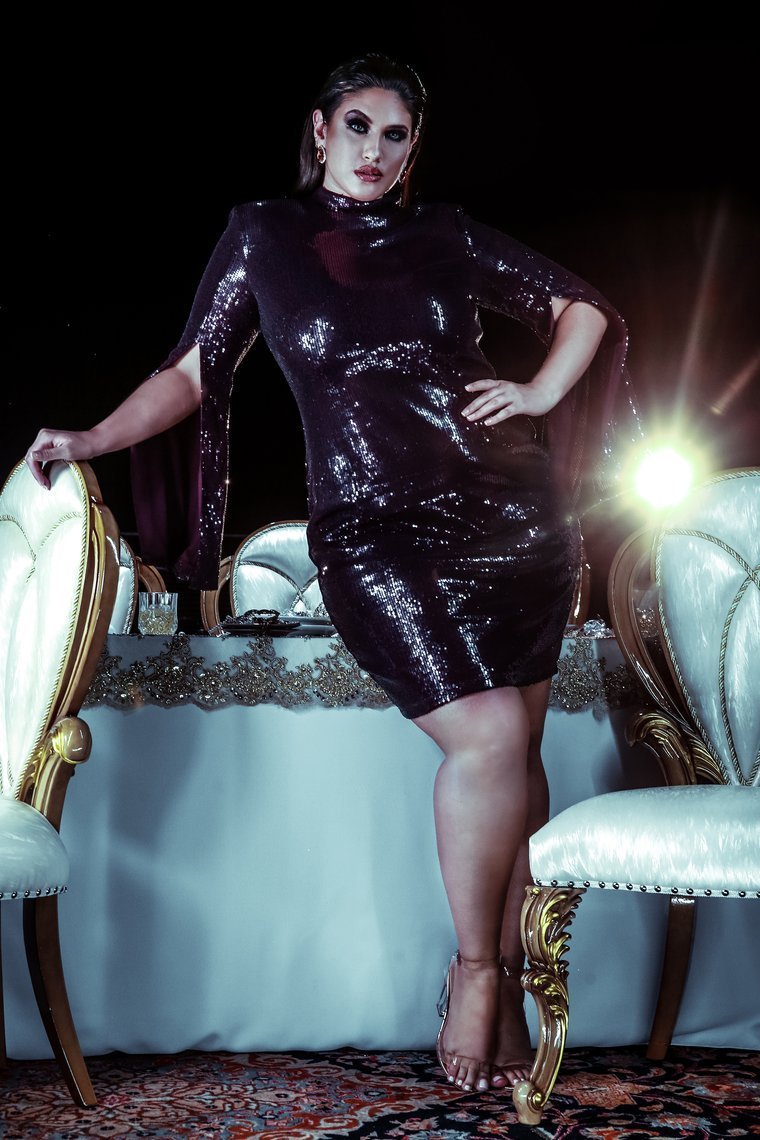 Precious Heirloom Sequin Dress - Eggplant - jameswhite001