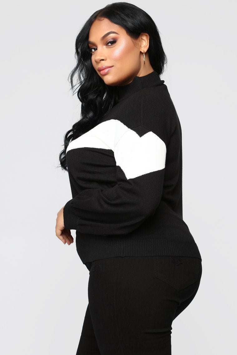 Pull Up Sweater - Black/Ivory - jameswhite001