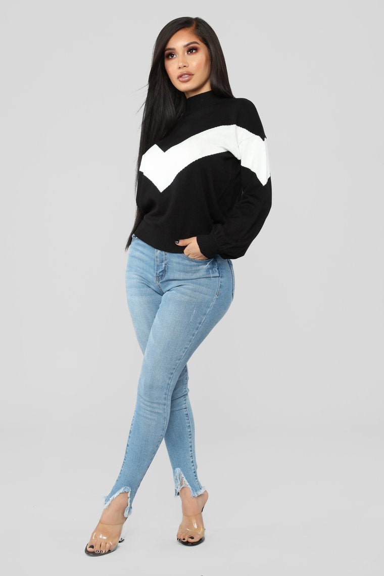 Pull Up Sweater - Black/Ivory - jameswhite001