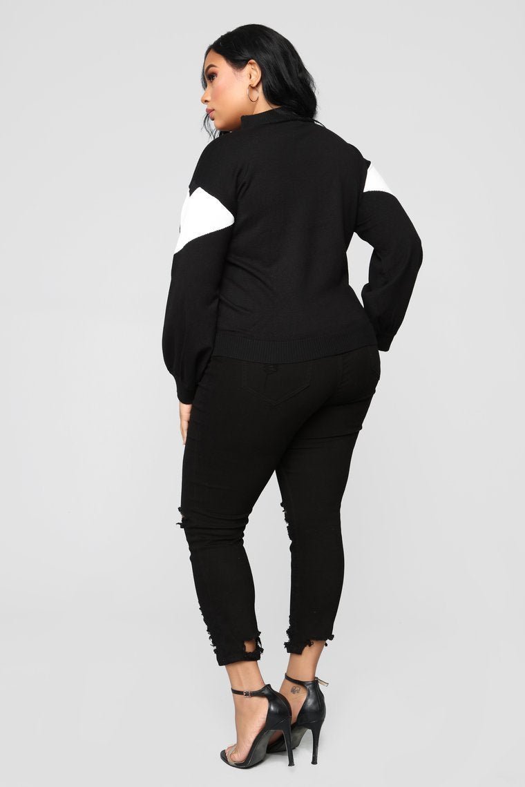 Pull Up Sweater - Black/Ivory - jameswhite001