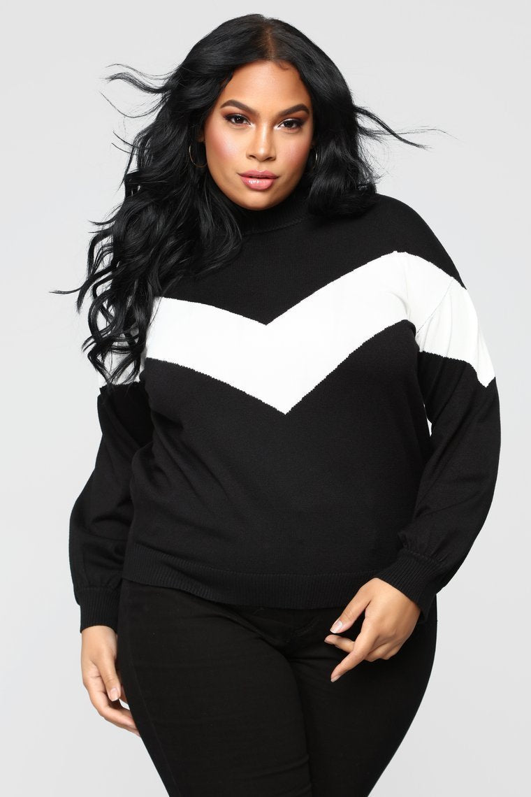 Pull Up Sweater - Black/Ivory - jameswhite001