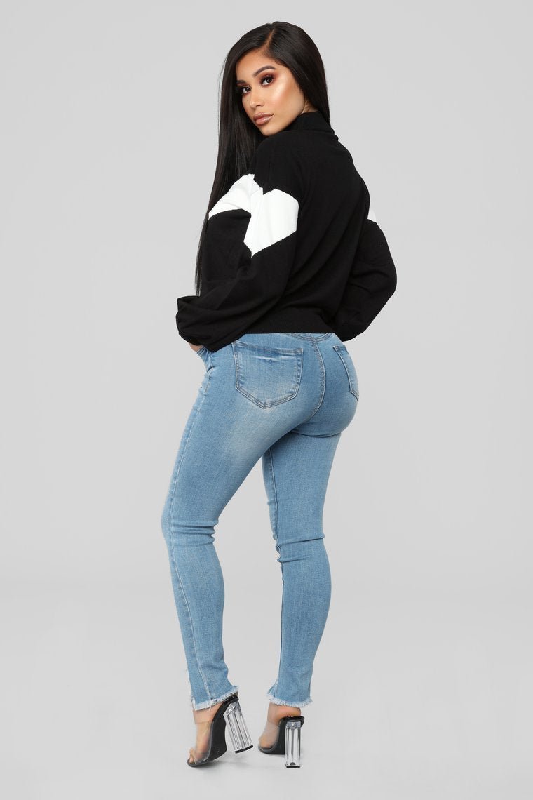 Pull Up Sweater - Black/Ivory - jameswhite001