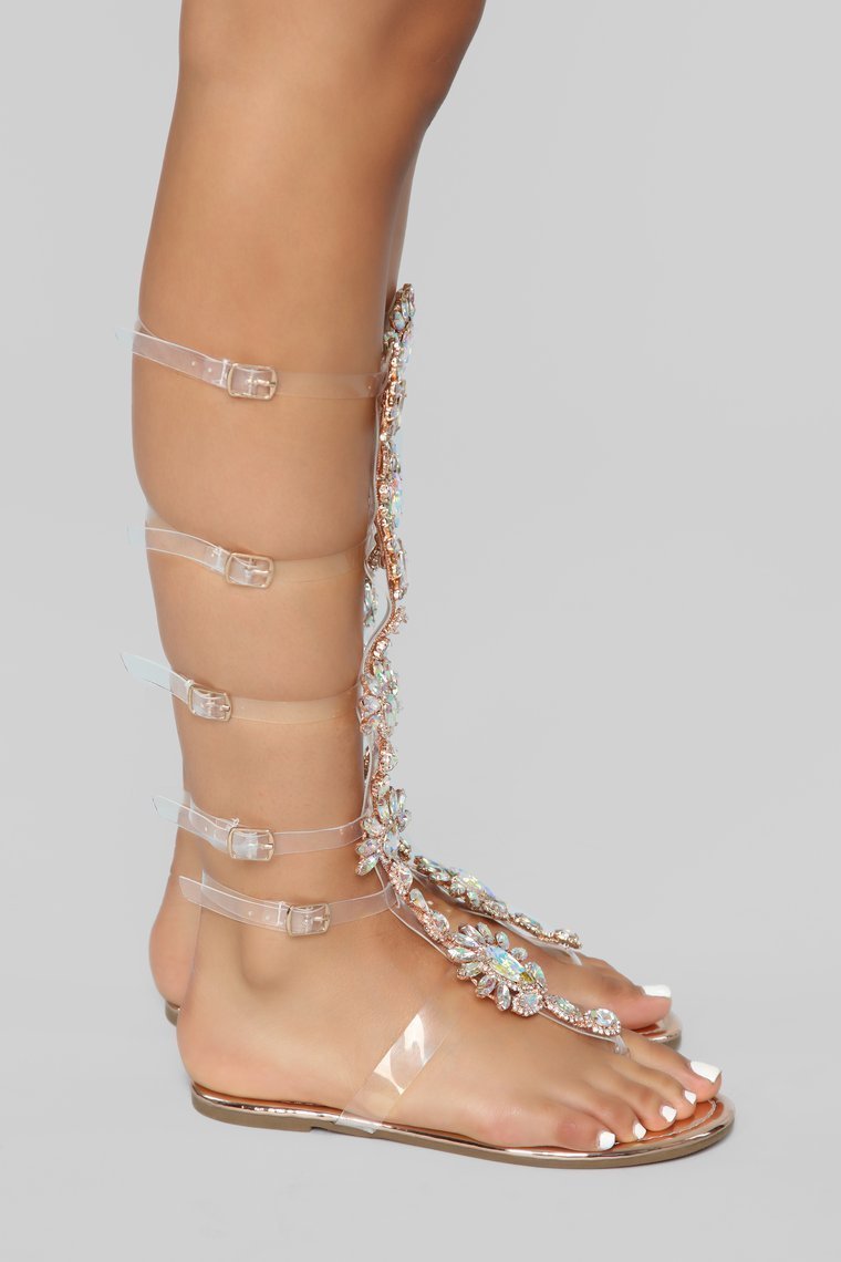 Queen Status Flat Sandal - Rose Gold - jameswhite001
