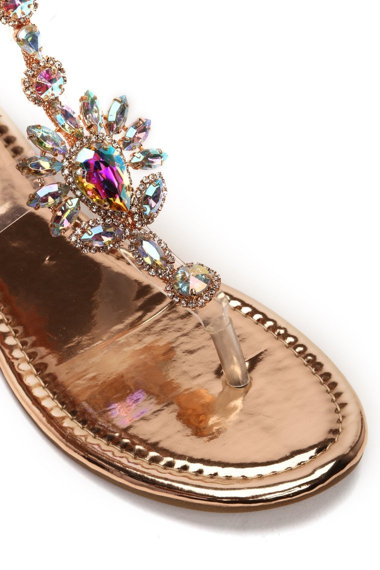 Queen Status Flat Sandal - Rose Gold - jameswhite001