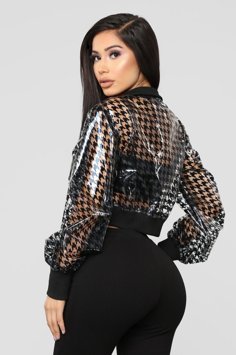 Quit Hounding Me PVC Jacket - Clear/Black - jameswhite001