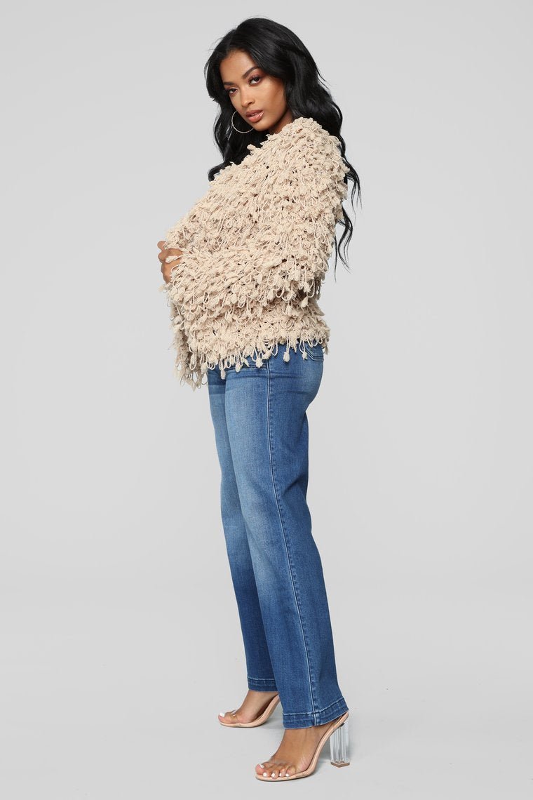 Regina Fringe Cardigan - Taupe - jameswhite001