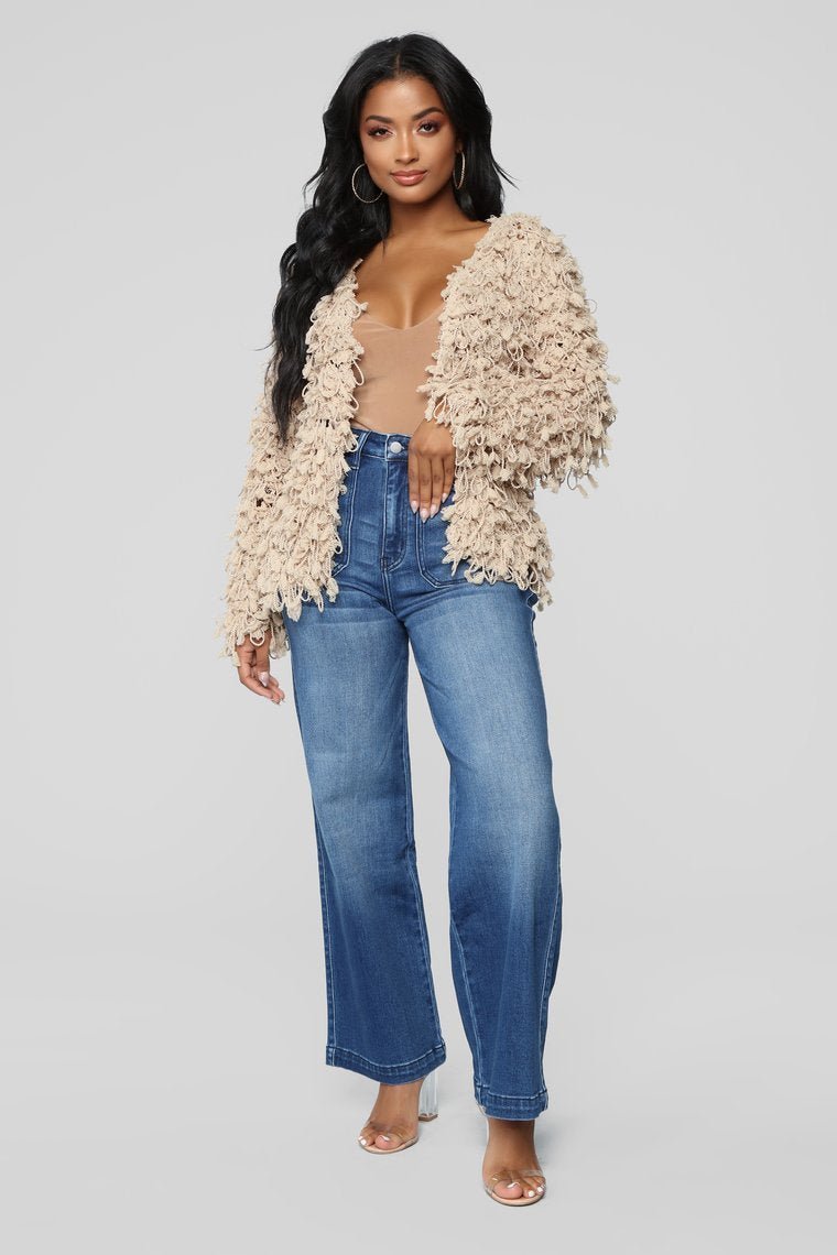 Regina Fringe Cardigan - Taupe - jameswhite001