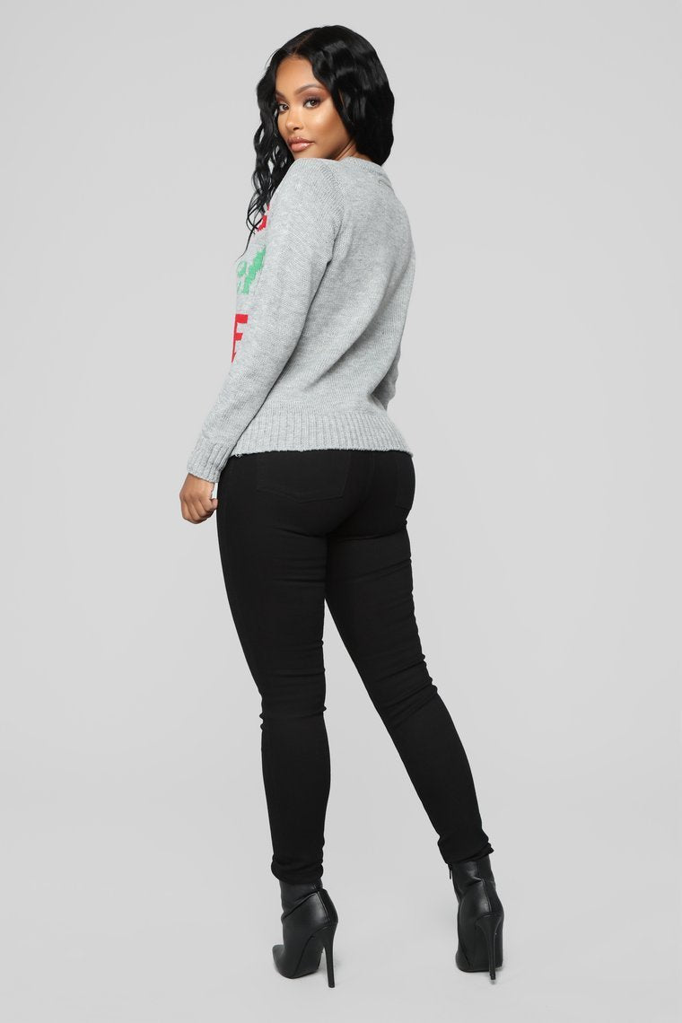 Resting Grinch Face Christmas Sweater - Grey - jameswhite001