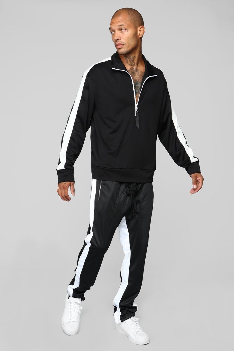 Retro Track Jacket - Black/White - jameswhite001