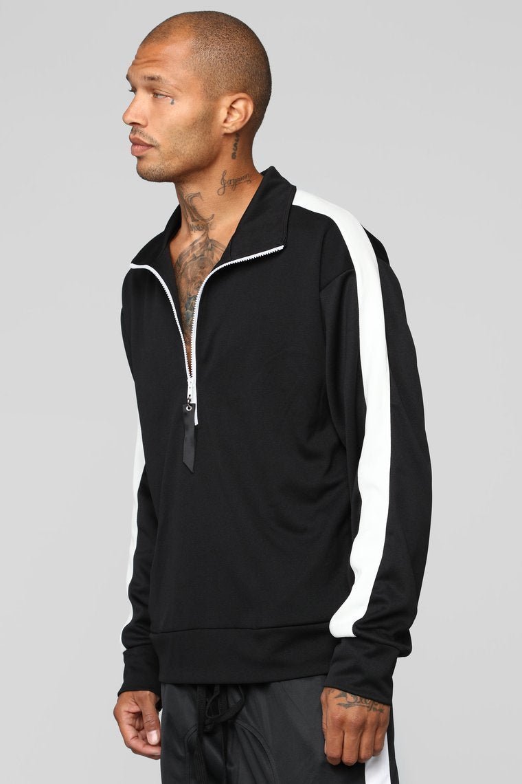 Retro Track Jacket - Black/White - jameswhite001