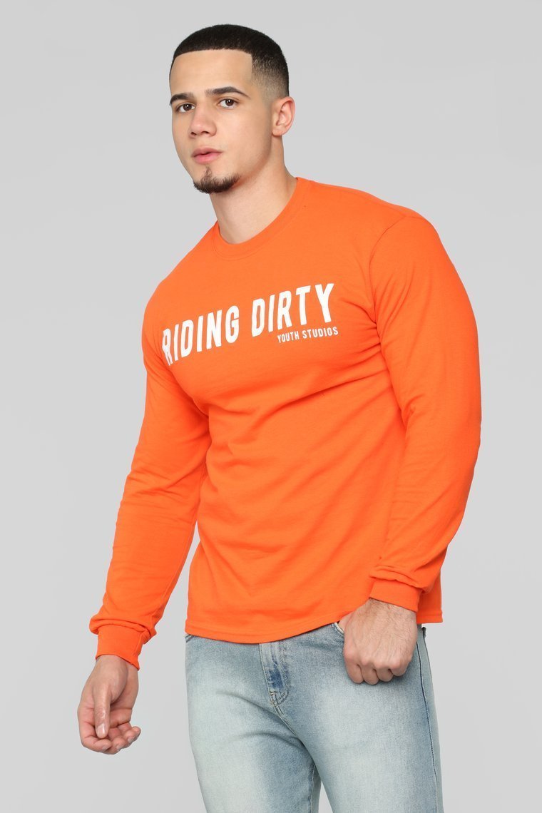 Riding Long Sleeve Tee - Orange/White - jameswhite001