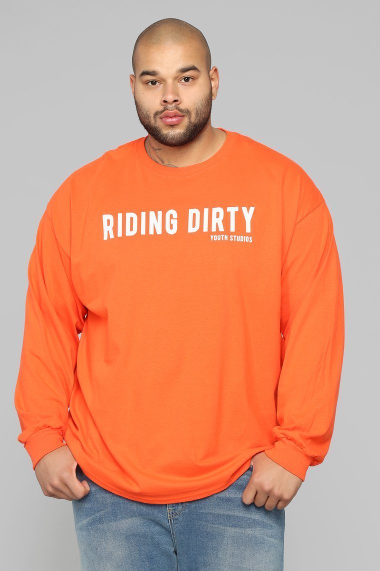 Riding Long Sleeve Tee - Orange/White - jameswhite001