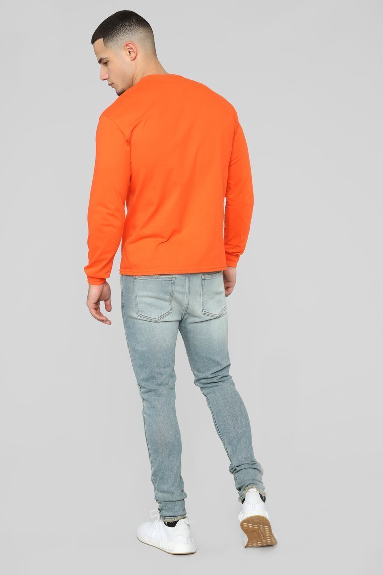 Riding Long Sleeve Tee - Orange/White - jameswhite001