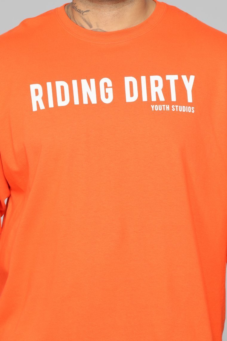Riding Long Sleeve Tee - Orange/White - jameswhite001