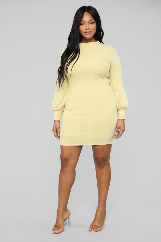 Roaming Central Park Sweater Dress - Yellow - jameswhite001