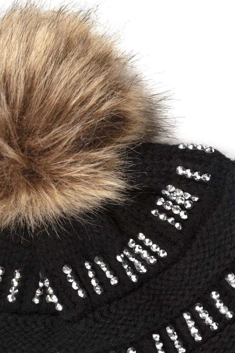 Rom Com Pom Pom Beanie - Black - jameswhite001