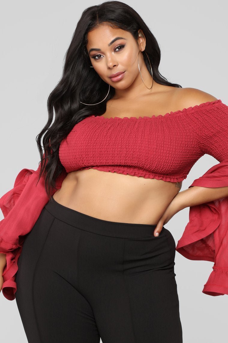 Romey Ruffle Top - Burgundy - jameswhite001