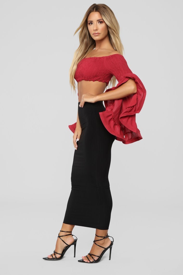 Romey Ruffle Top - Burgundy - jameswhite001