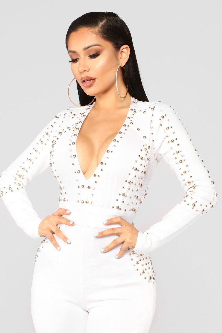 Rooftop Nights Bandage Jumpsuit - White - jameswhite001