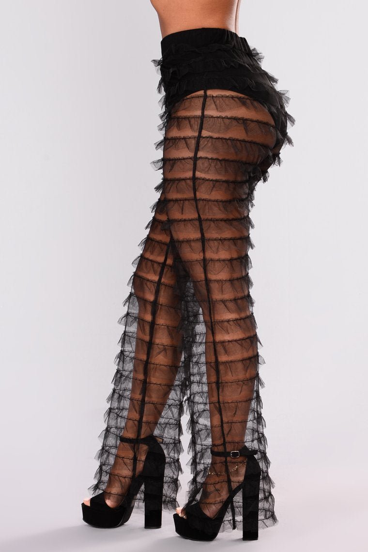Roxanna Ruffle Pants - Black - jameswhite001
