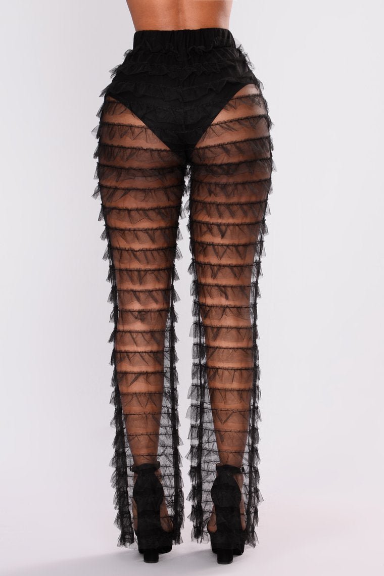 Roxanna Ruffle Pants - Black - jameswhite001