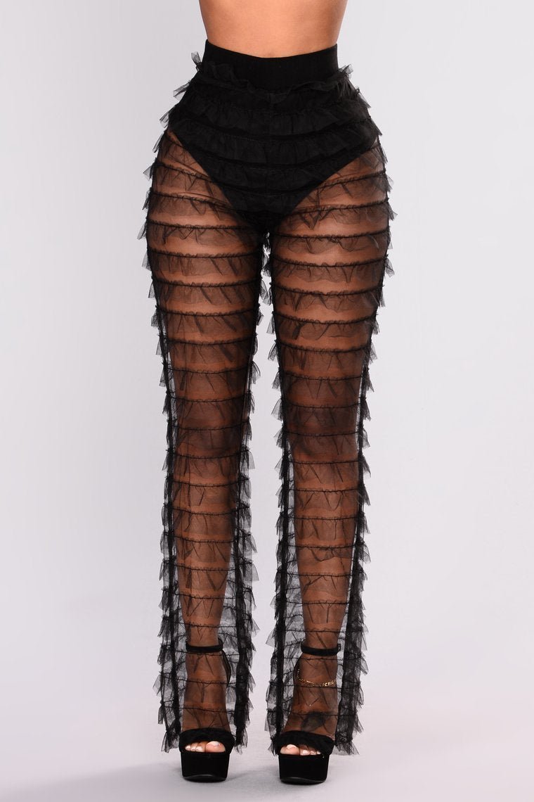 Roxanna Ruffle Pants - Black - jameswhite001