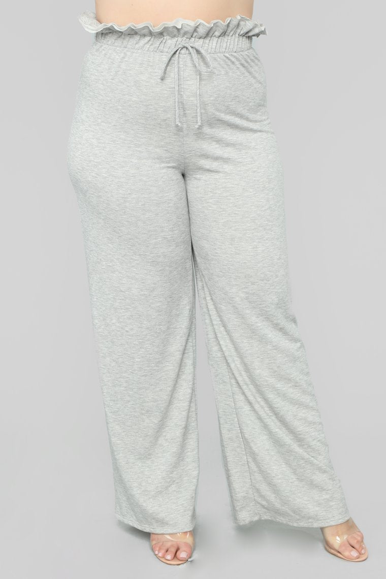 Ruffle Chillin Pant Set - Heather Grey - jameswhite001