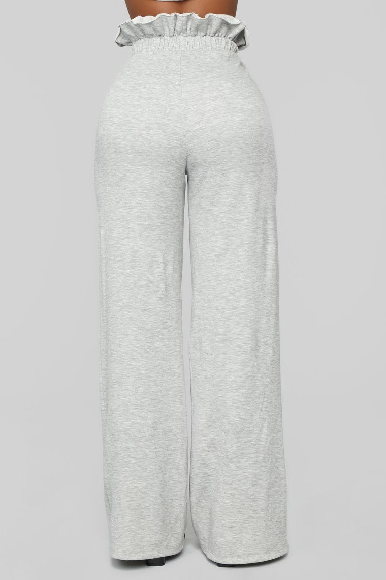Ruffle Chillin Pant Set - Heather Grey - jameswhite001