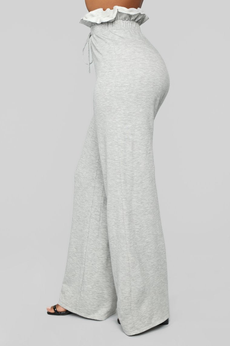 Ruffle Chillin Pant Set - Heather Grey - jameswhite001
