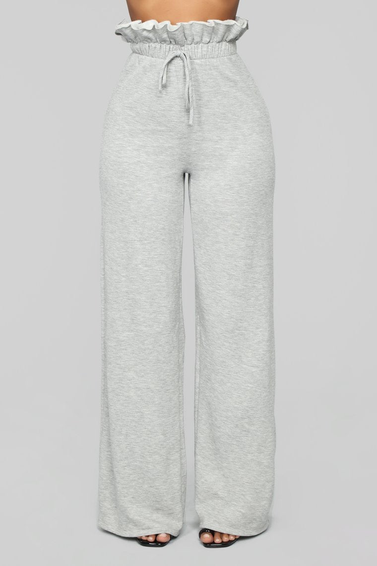Ruffle Chillin Pant Set - Heather Grey - jameswhite001