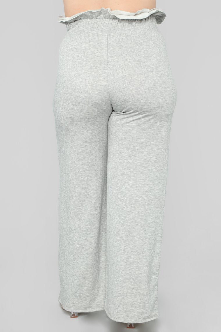 Ruffle Chillin Pant Set - Heather Grey - jameswhite001