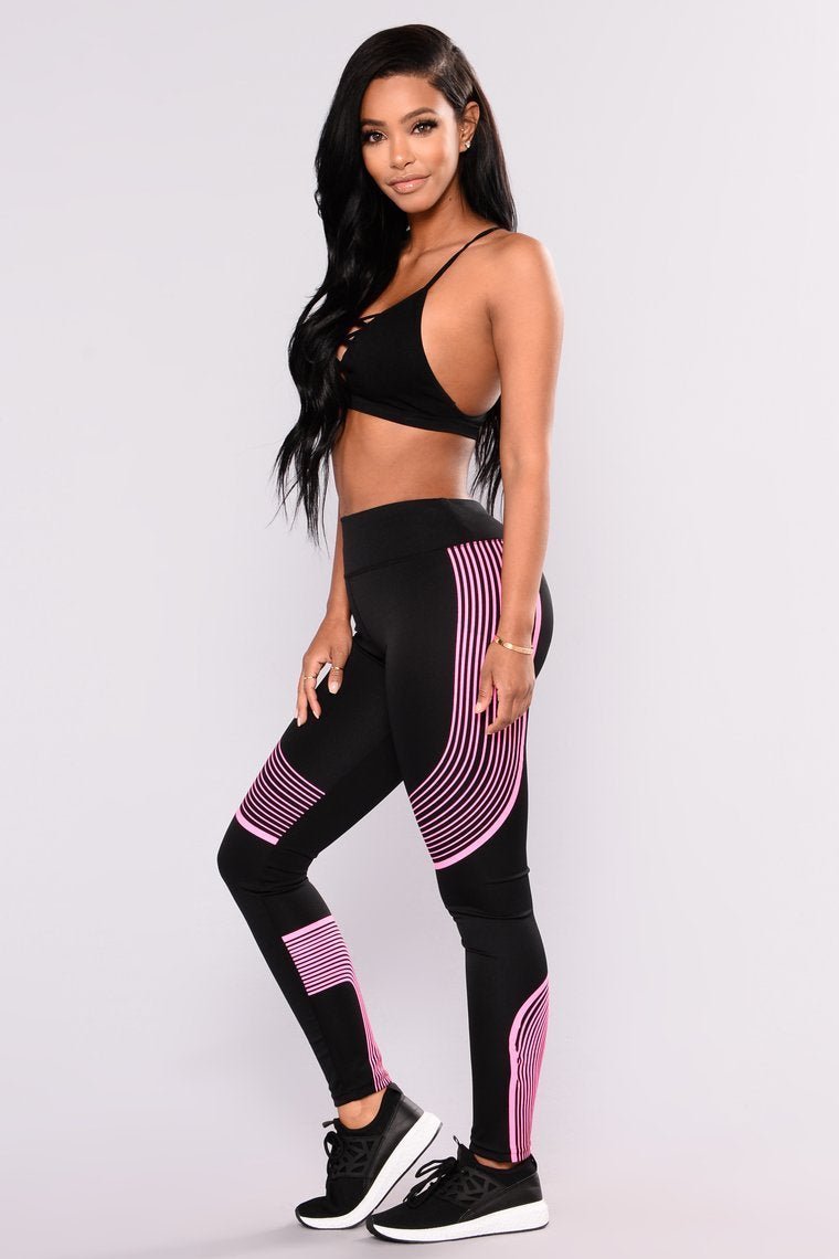 Run Hard Active Leggings - Black/Pink - jameswhite001