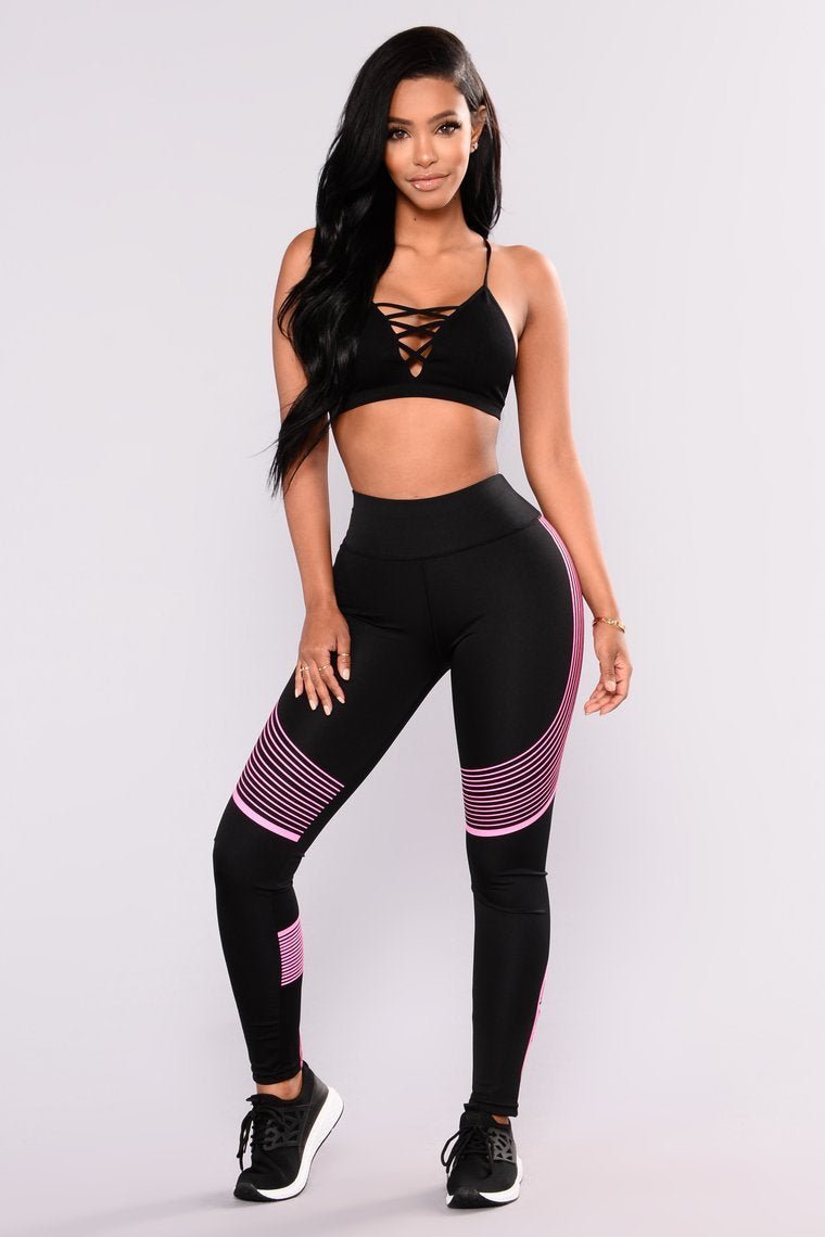 Run Hard Active Leggings - Black/Pink - jameswhite001