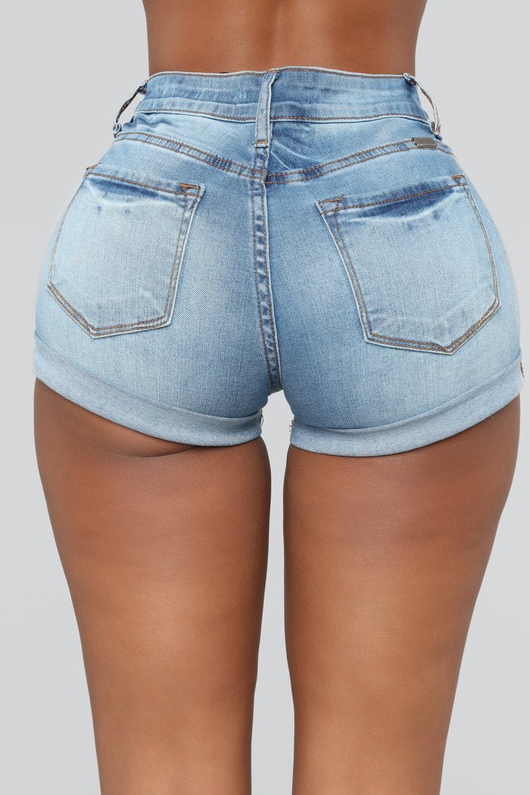 Runnin' Things Denim Shorts - Medium Blue Wash - jameswhite001