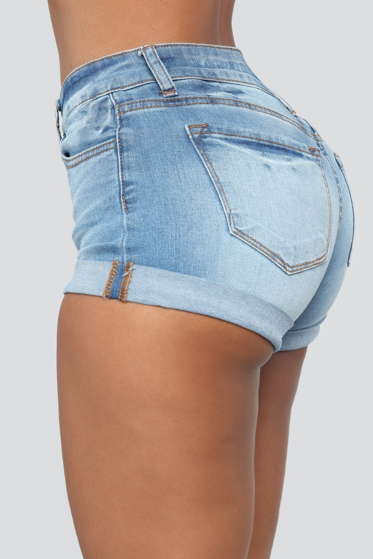 Runnin' Things Denim Shorts - Medium Blue Wash - jameswhite001