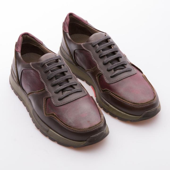 SAMUEL - BURGUNDY & BROWN - CALF VINTAGE LEATHER - jameswhite001