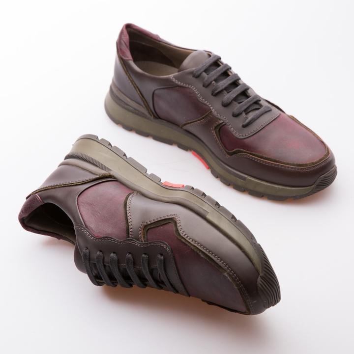 SAMUEL - BURGUNDY & BROWN - CALF VINTAGE LEATHER - jameswhite001