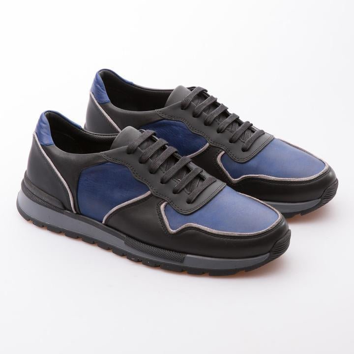 SAMUEL - SAKS BLUE & BLACK - CALF VINTAGE LEATHER - jameswhite001