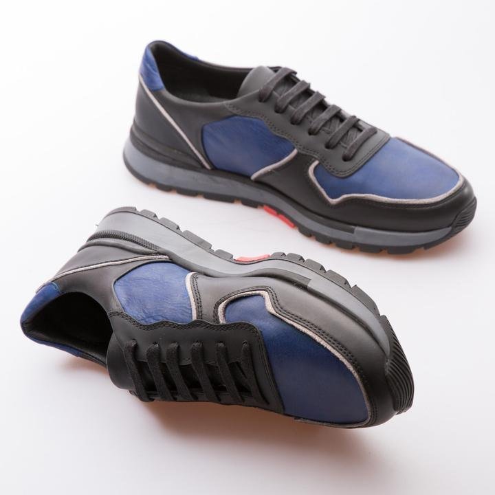 SAMUEL - SAKS BLUE & BLACK - CALF VINTAGE LEATHER - jameswhite001