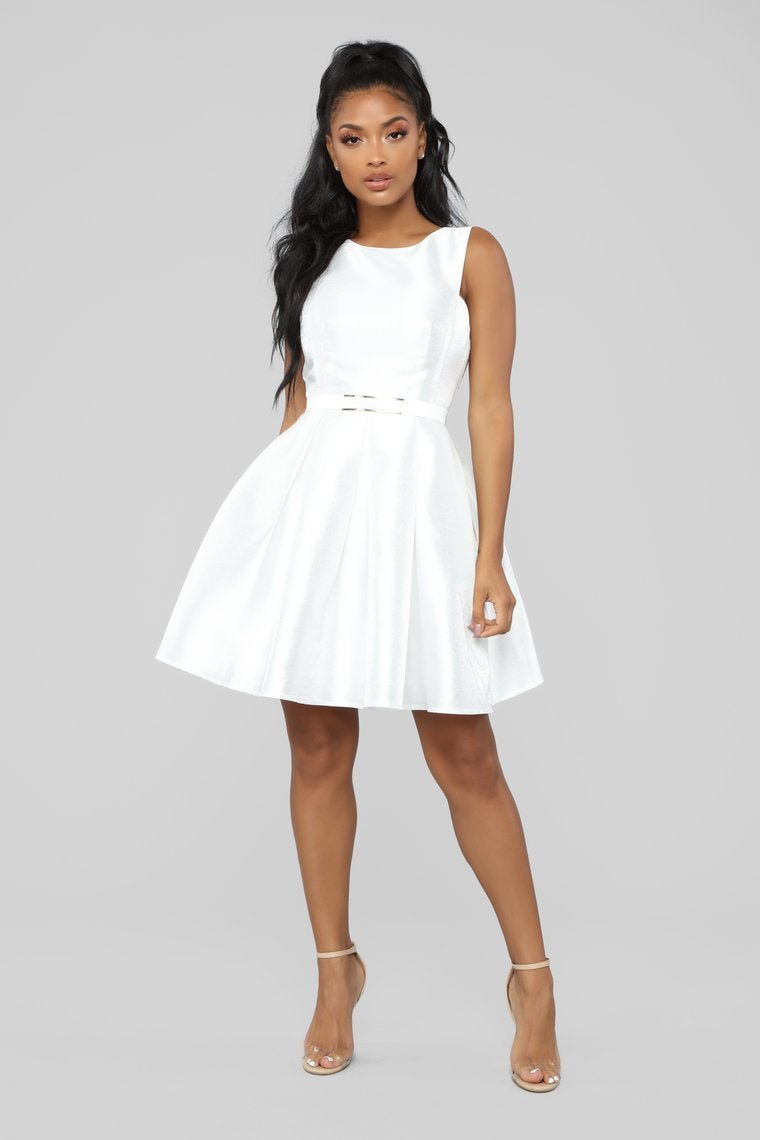 Sandra D Fit And Flare Dress - White - jameswhite001