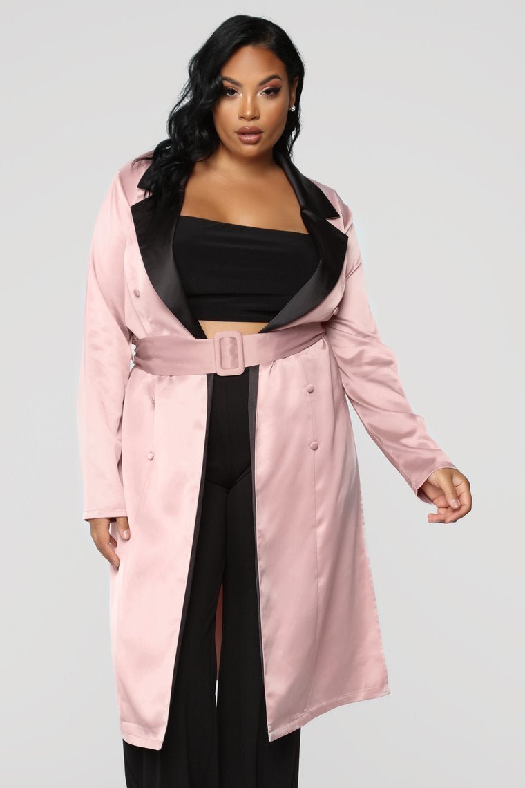 Satin Attitude Contrast Blazer - Mauve - jameswhite001