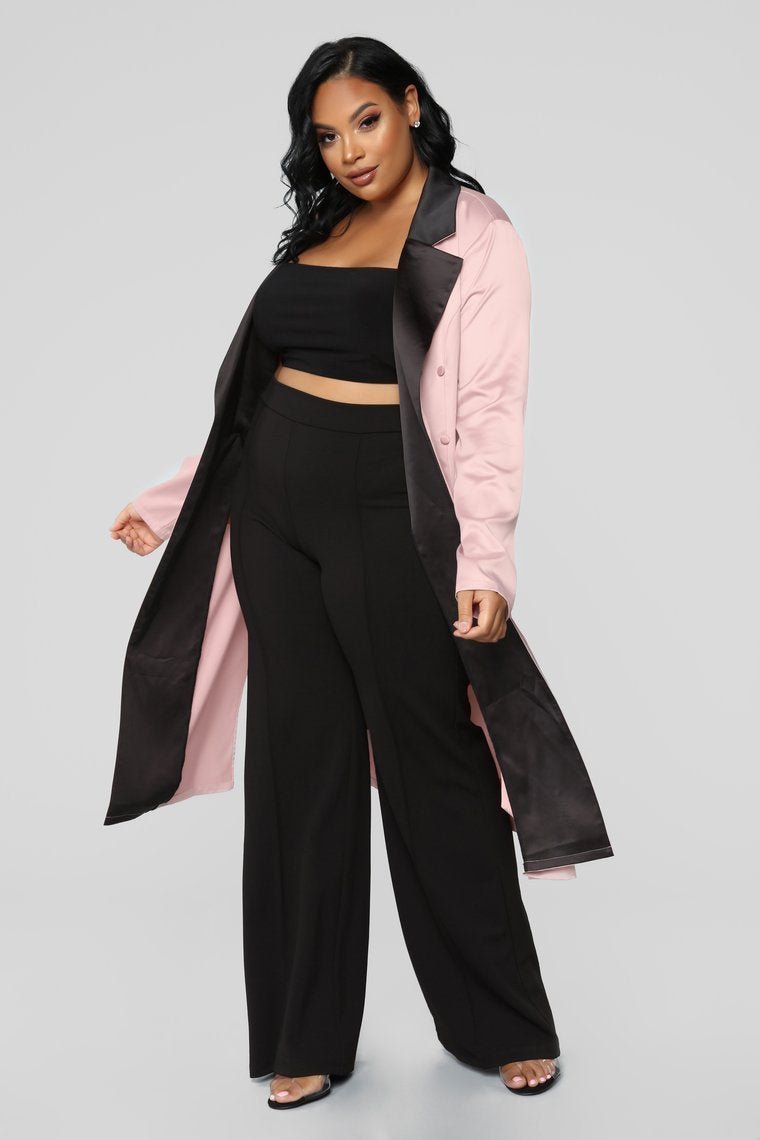 Satin Attitude Contrast Blazer - Mauve - jameswhite001