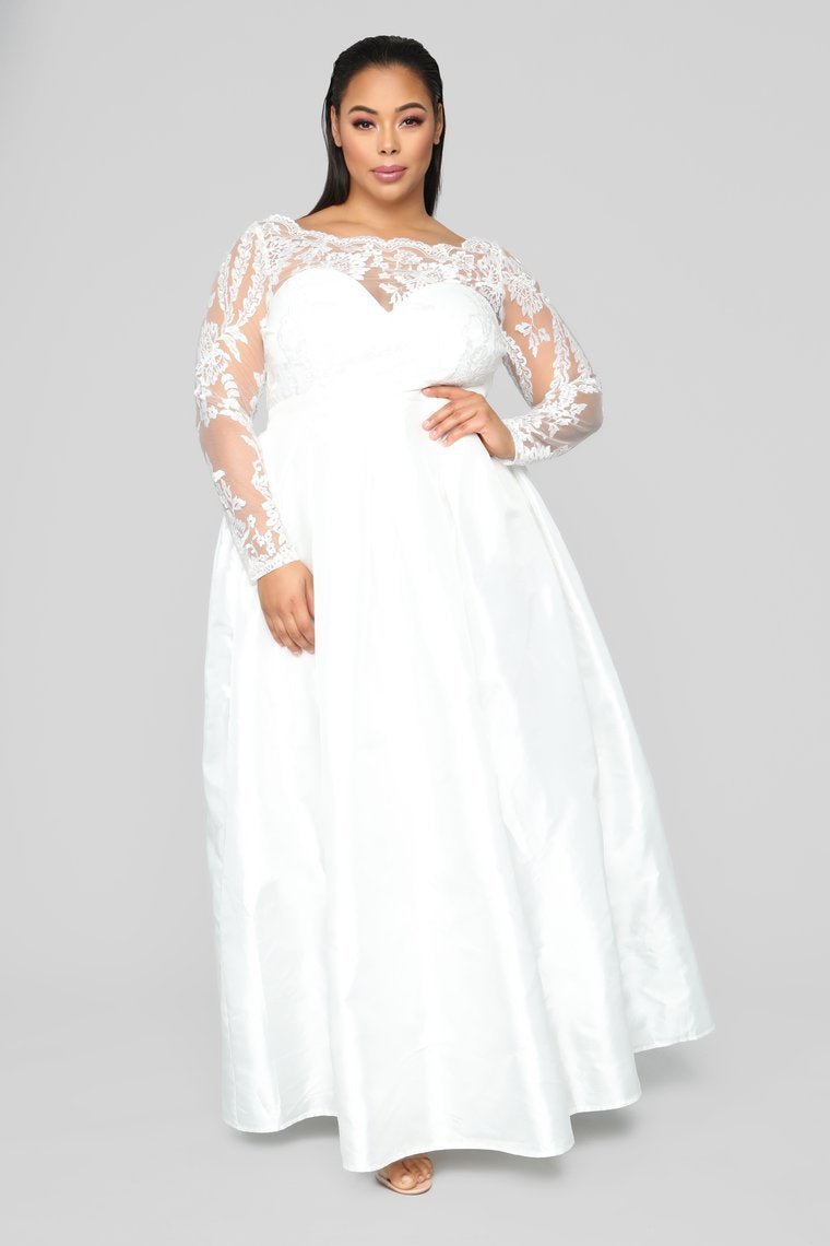 Say Yes Lace Embroidered Gown - Ivory - jameswhite001