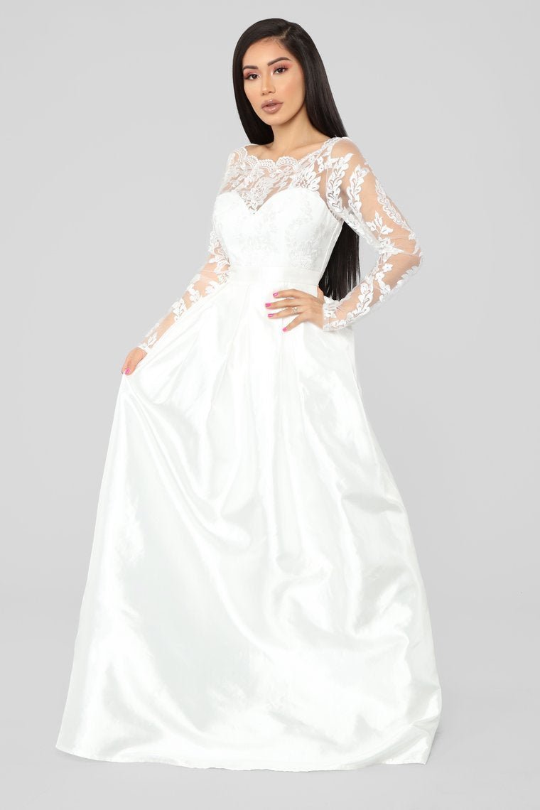 Say Yes Lace Embroidered Gown - Ivory - jameswhite001
